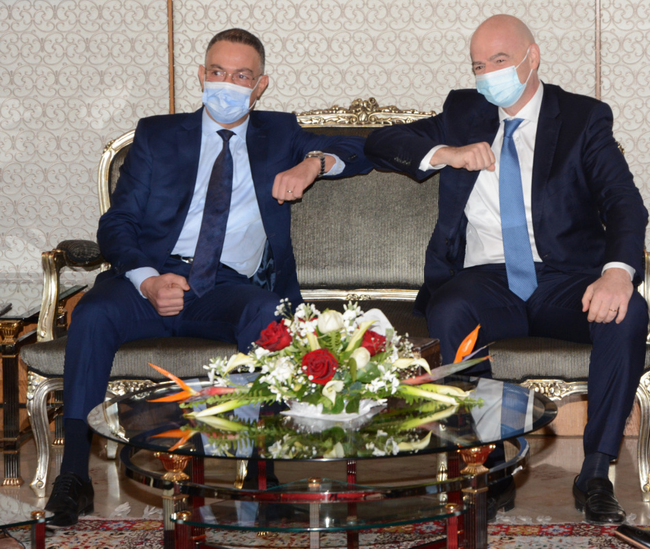 بوريطة ولقجع يستقبلان رئيس الفيفا في زيارة رسمية له بالمغرب بوريطة ولقجع يستقبلان رئيس الفيفا في زيارة رسمية له بالمغرب