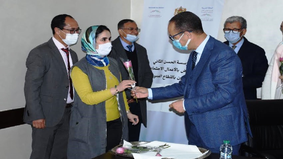 حفل تكريم نساء مؤسسة الحسن الثاني للنهوض بالأعمال الاجتماعية لفائدة العاملين بالقطاع العمومي للصحة بمناسبة 8 مارس 2021 حفل تكريم نساء مؤسسة الحسن الثاني للنهوض بالأعمال الاجتماعية لفائدة العاملين بالقطاع العمومي للصحة بمناسبة 8 مارس 2021