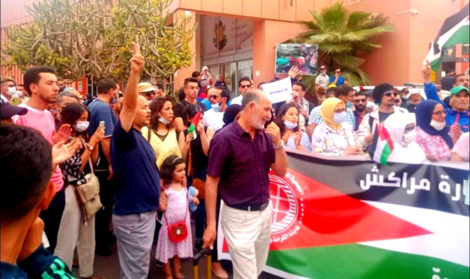 وقفة احتجاجية بمراكش تنديدا بجرائم العدوان الصهيوني وقفة احتجاجية بمراكش تنديدا بجرائم العدوان الصهيوني