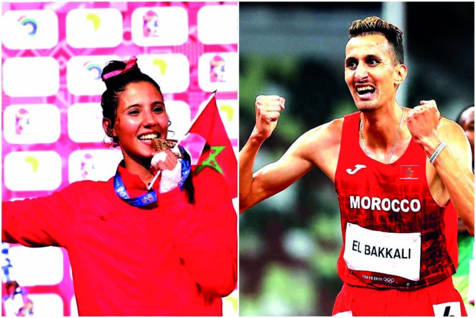 العداء سفيان البقالي ولاعبة التايكواندو سكينة الصاحب أفضل رياضيي سنة 2021 بالمغرب العداء سفيان البقالي ولاعبة التايكواندو سكينة الصاحب أفضل رياضيي سنة 2021 بالمغرب