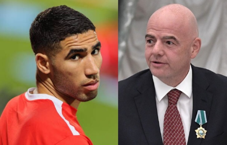 حكيمي يدخل في نقاش حاد مع رئيس الفيفا حكيمي يدخل في نقاش حاد مع رئيس الفيفا