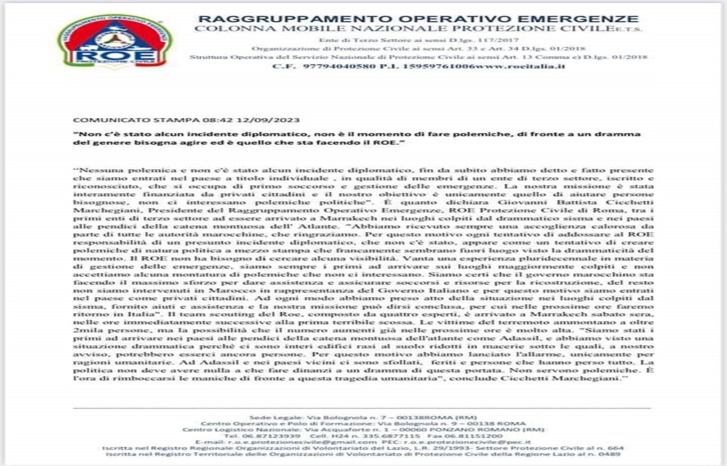 كادوا يورطون السلطات الإيطالية مع المغرب: ضبط إيطاليون يشاركون في الإغاثة بصفة خبراء دون ترخيص ولا تنسيق مع السلطات المغربية كادوا يورطون السلطات الإيطالية مع المغرب: ضبط إيطاليون يشاركون في الإغاثة بصفة خبراء دون ترخيص ولا تنسيق مع السلطات المغربية