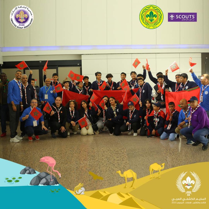 بينهم أطفال الزلزال.. الكشفية المغربية تشارك في المخيم الكشفي العربي 33 بدبي بينهم أطفال الزلزال.. الكشفية المغربية تشارك في المخيم الكشفي العربي 33 بدبي