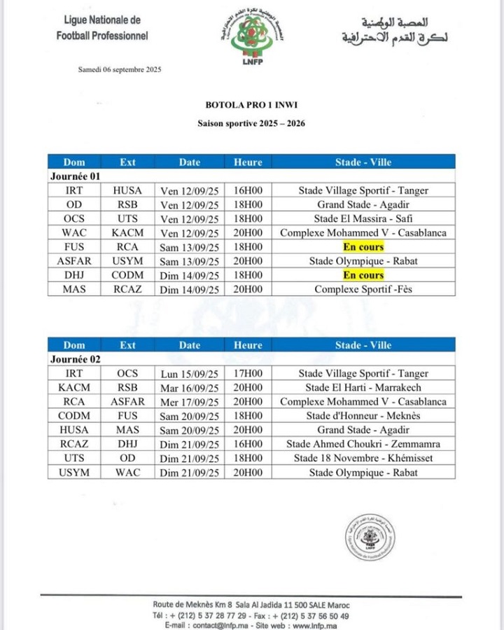 La Ligue professionnelle est publiée du premier et du deuxième programme de tournée du championnat national La Ligue professionnelle est publiée du premier et du deuxième programme de tournée du championnat national
