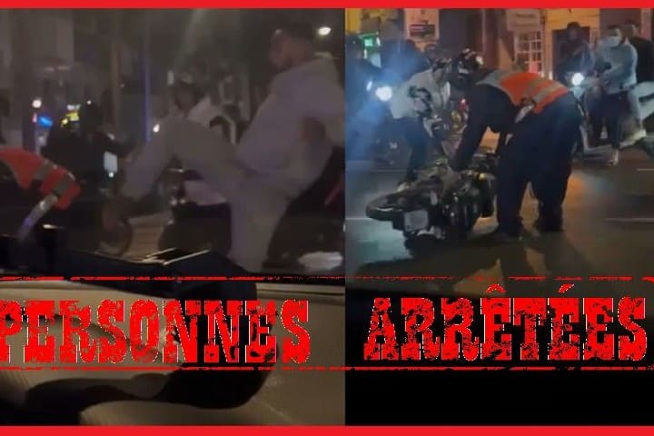 دراجون متهورون يهاجمون شرطيًا بعد حادثة سير