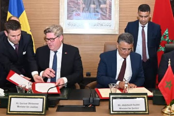 توقيع إعلان نوايا بين المملكة المغربية ومملكة السويد لتعزيز التعاون في مجال العدالة