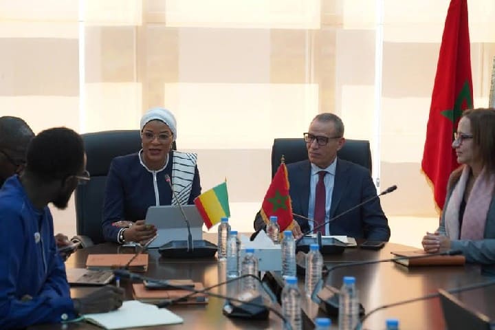بوشتى المومني رئيس جامعة عبد المالك السعدي بتطوان، يتباحث مع السيدة دياكا سيديبي، وزيرة التعليم العالي والبحث العلمي والابتكار في جمهورية غينيا