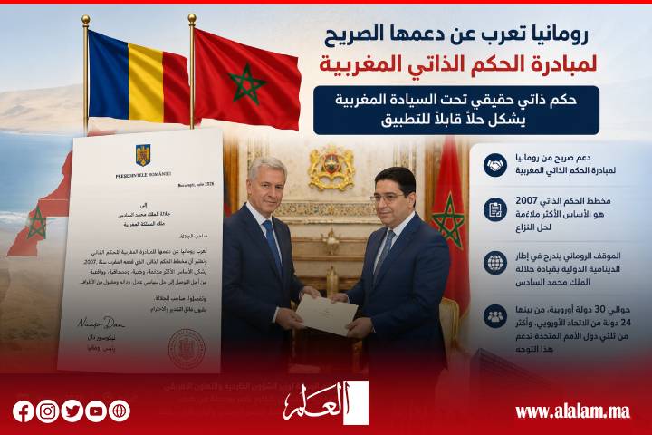 رومانيا تجدد دعمها الصريح لمبادرة الحكم الذاتي وتعتبره الحل الجدي للنزاع المفتعل في الصحراء المغربية