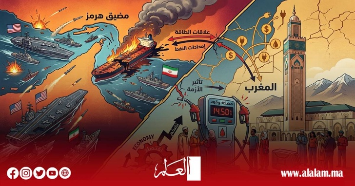مضيق هرمز على حافة الانفجار.. حرب إيران وأمريكا تهدد العالم والمغرب أمام فاتورة طاقة جديدة مضيق هرمز على حافة الانفجار.. حرب إيران وأمريكا تهدد العالم والمغرب أمام فاتورة طاقة جديدة