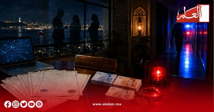 حزم نقود ووثائق على مكتب الأدلة