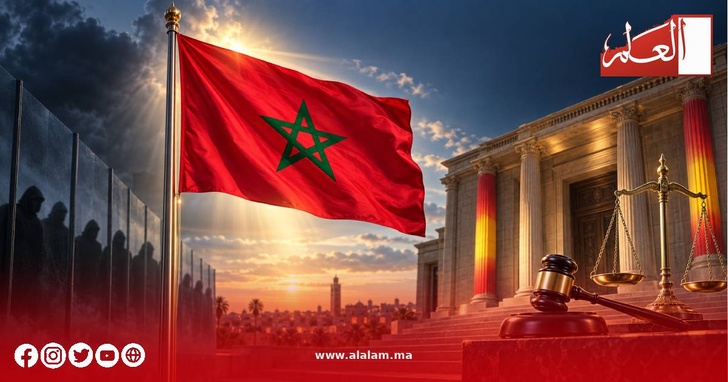 راية المغرب شامخة أمام بوابة العدالة راية المغرب شامخة أمام بوابة العدالة