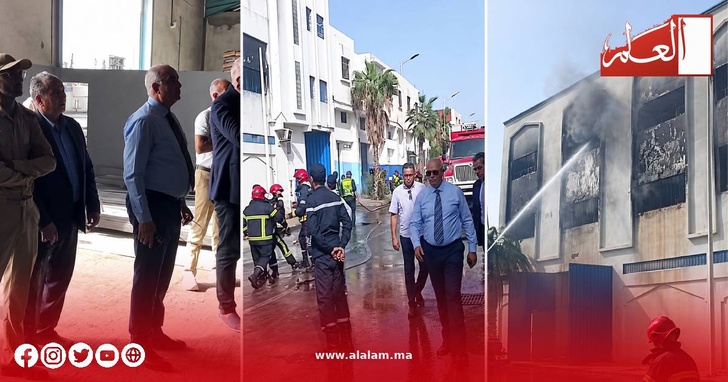 جهود ميدانية لإخماد حريق المصنع