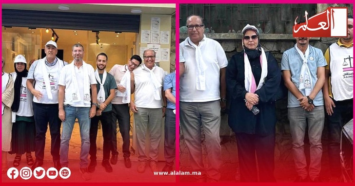 قيادات ومناضلو الميزان أمام المقر الجديد للحملة بطنجة المدينة