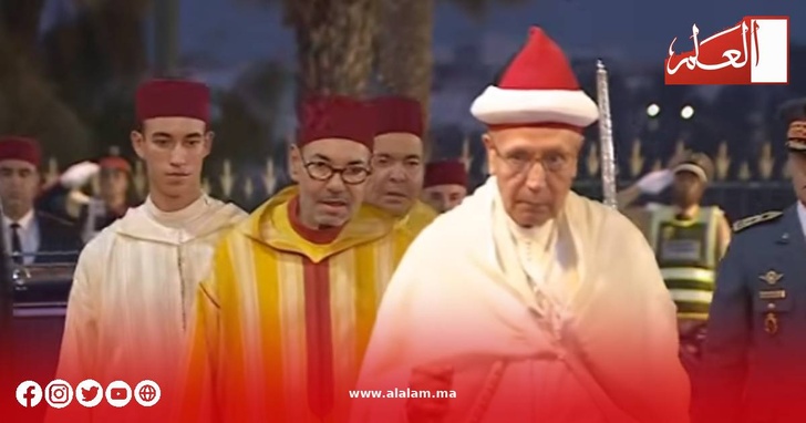 جلالة الملك وولي العهد مولاي الحسن والأمير مولاي رشيد أثناء الحفل