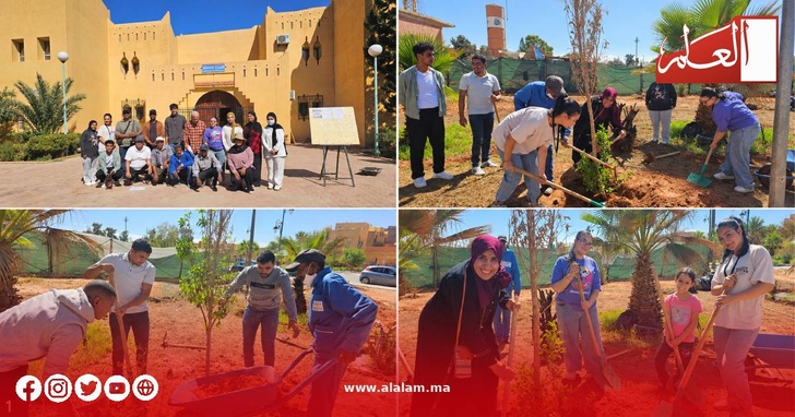 تعبئة جماعية للنظافة والتشجير وترسيخ المواطنة البيئية بالقطب الجامعي بالرشيدية