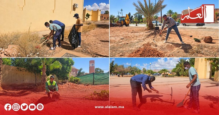 تعبئة جماعية للنظافة والتشجير وترسيخ المواطنة البيئية بالقطب الجامعي بالرشيدية