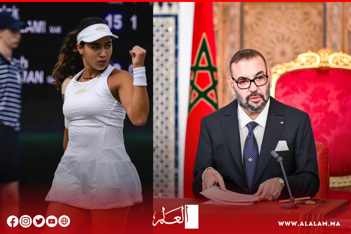 صاحب الجلالة يهنئ البطلة ملاك العلامي بعد فوزها بلقب زوجي أمريكا المفتوح لكرة المضرب صاحب الجلالة يهنئ البطلة ملاك العلامي بعد فوزها بلقب زوجي أمريكا المفتوح لكرة المضرب