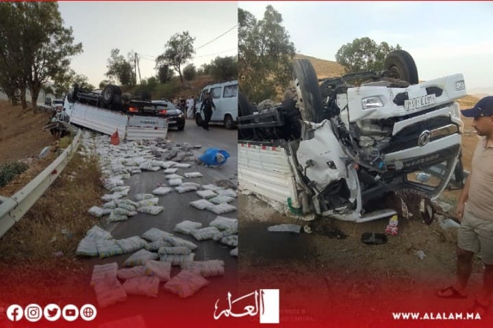 منعرج الموت بتارجيست يُسقط شاحنة محملة بالملح ويصيب ثلاثة بجروح