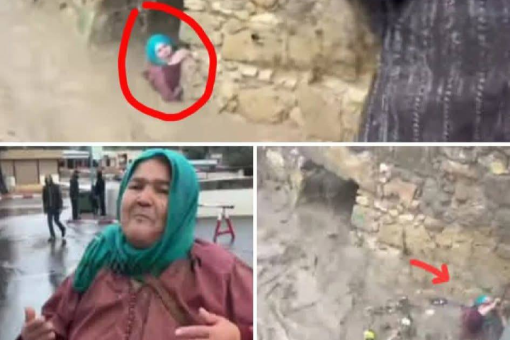 لحظة إنقاذ امرأة كادت تجرفها السيول