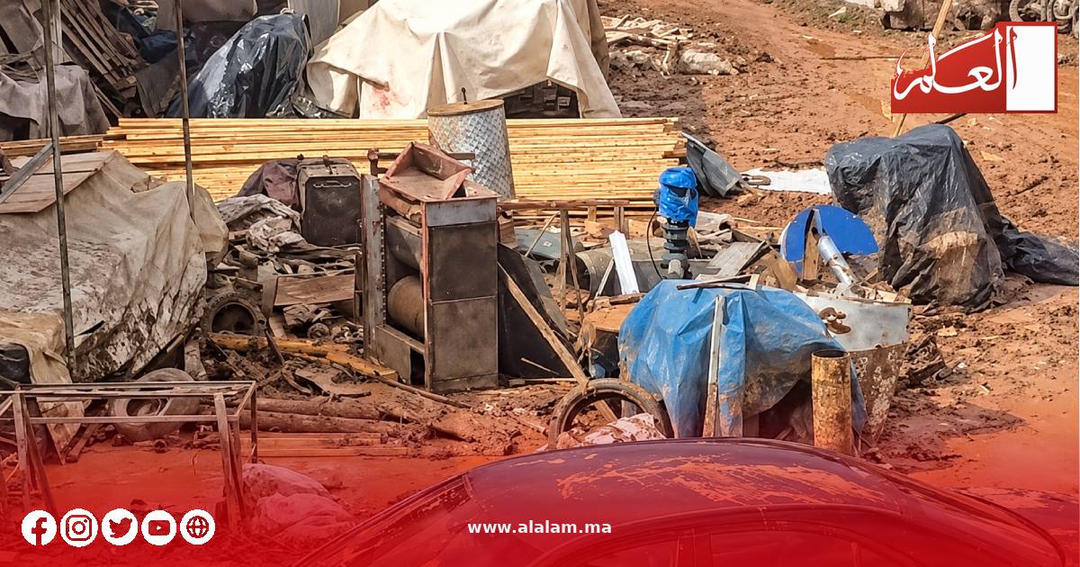 آثار التساقطات المطرية بأحد أحياء مدينة إمزورن