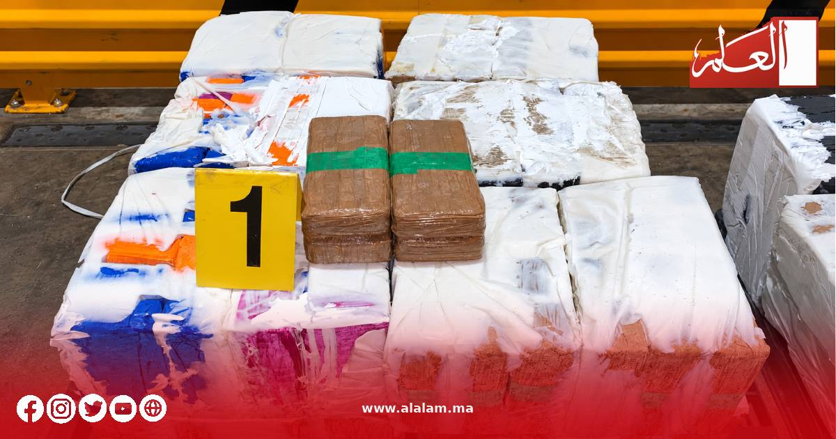 جانب من شحنة الشيرا المحجوزة بميناء طنجة المتوسط
