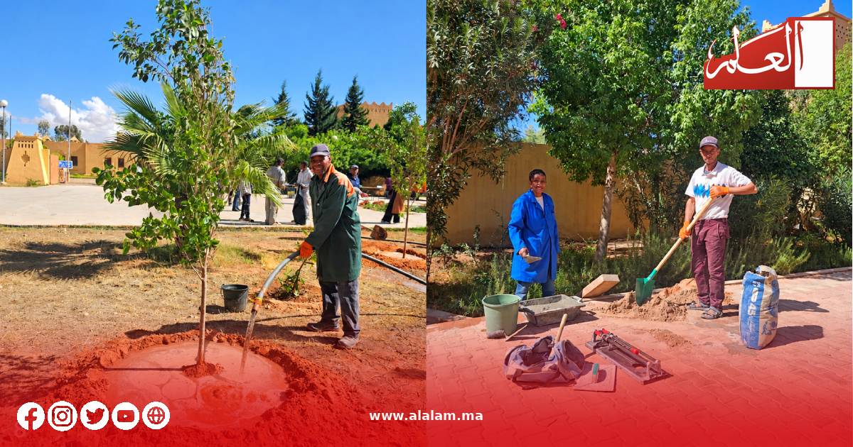 تعبئة جماعية للنظافة والتشجير وترسيخ المواطنة البيئية بالقطب الجامعي بالرشيدية