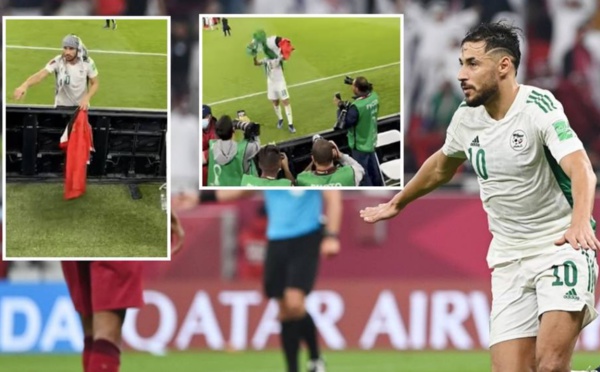 بالفيديو..لاعب الجزائر يوسف بلايلي يرفع علم المغرب عاليا