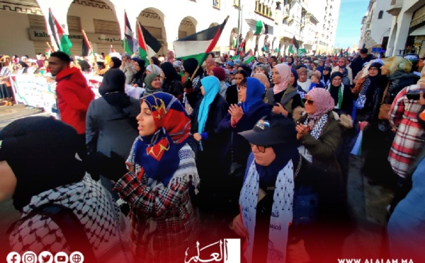 أصوات ألوف المغاربة تهز شوارع الرباط نصرة لغزة