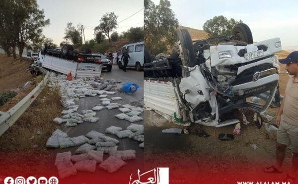 منعرج الموت بتارجيست يُسقط شاحنة محملة بالملح ويصيب ثلاثة بجروح
