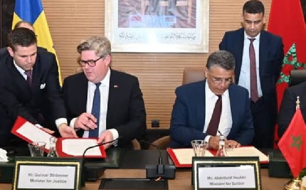 توقيع إعلان نوايا بين المملكة المغربية ومملكة السويد لتعزيز التعاون في مجال العدالة